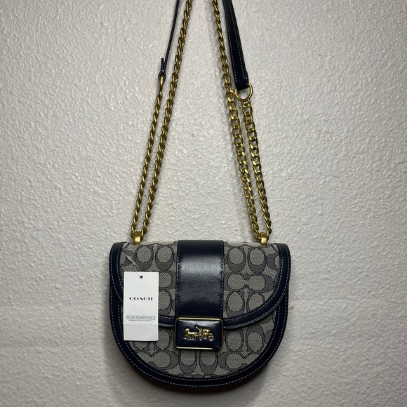 Coach Alie Saddle Signature Jacquard Navy Blue - Picture 3 of 8